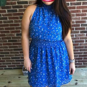 Blue floral sleeveless dress